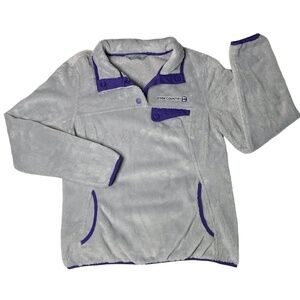 FREE COUNTRY Sz M Women's Gray/Purple Venture Butter Pile Fleece Pullover #245A